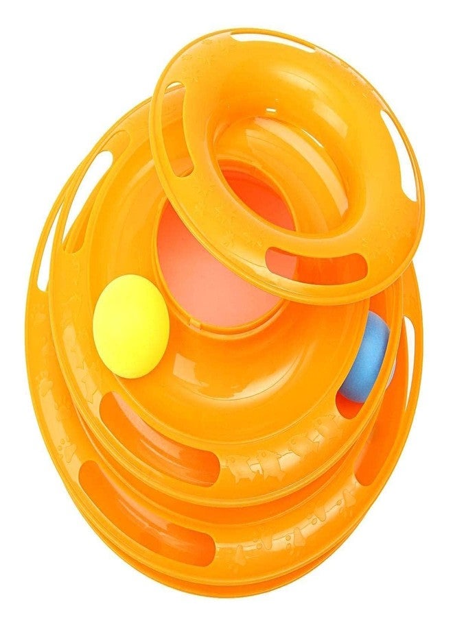 KittuPet لعبة مسار القطط من كيتو بيت، لعبة برج كرات آمنة ومقاومة للسقوط للقطط، 3 مستويات، خالية من الأشواك، تفاعلية مع ريشة للمداعبة والتمرين، قطعة واحدة، لون عشوائي - Image 3